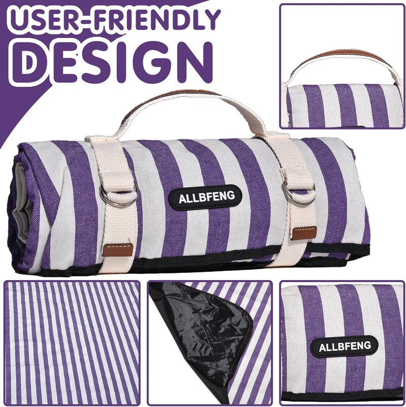 ALLBFENG 60”x 80” Picnic Blanket Waterproof and Foldable Beach Blanket, 5-Layer Outdoor Mat with Carry Strap for 6 to 8 Adults, for Camping, Park, Beach, Grass, Indoors… - Image 5